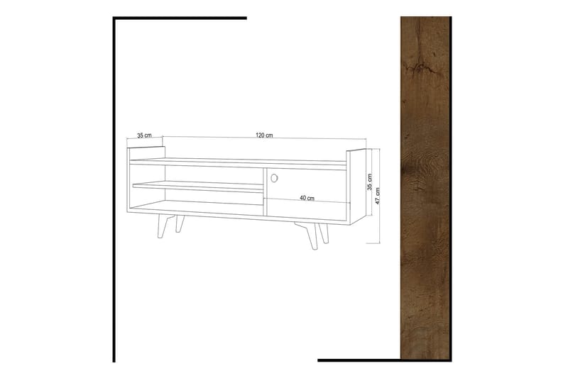 ELLINA Tv-bänk 120 cm Trä/Vit - Trä/Vit - Möbler - Vardagsrum - Tv-möbler & mediamöbler - Tv-bänkar