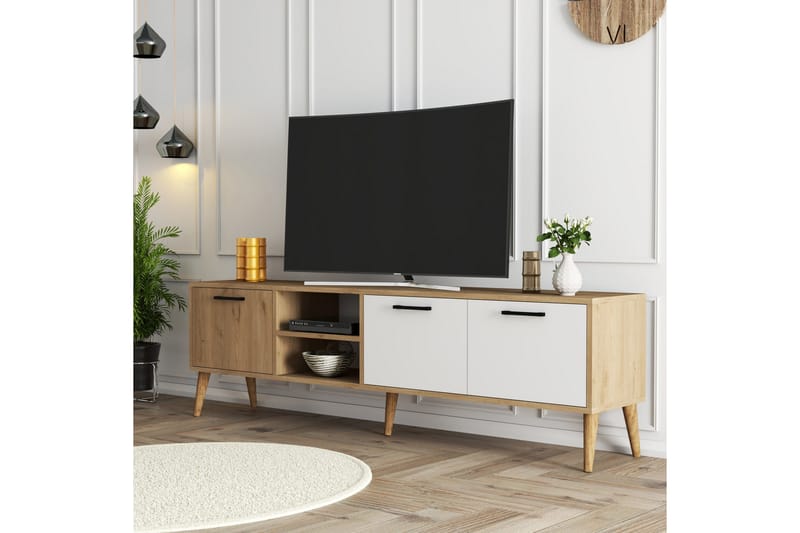 ESSEXA Tv-bänk 180x35 cm Brun/Vit - Möbler - Vardagsrum - Tv-möbler & mediamöbler - Tv-bänkar