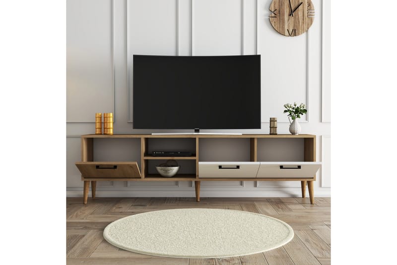 ESSEXA Tv-bänk 180x35 cm Brun/Vit - Möbler - Vardagsrum - Tv-möbler & mediamöbler - Tv-bänkar