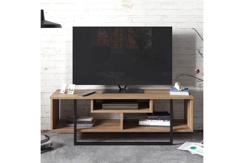 FORDA TV-Bänk 119 cm Valnöt/Svart - Möbler - Vardagsrum - Tv-möbler & mediamöbler - Tv-bänkar