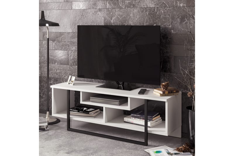 FORDA TV-Bänk 119 cm Vit/Svart - Möbler - Vardagsrum - Tv-möbler & mediamöbler - Tv-bänkar