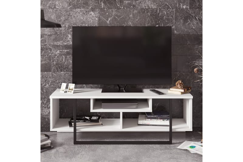 FORDA TV-Bänk 119 cm Vit/Svart - Möbler - Vardagsrum - Tv-möbler & mediamöbler - Tv-bänkar