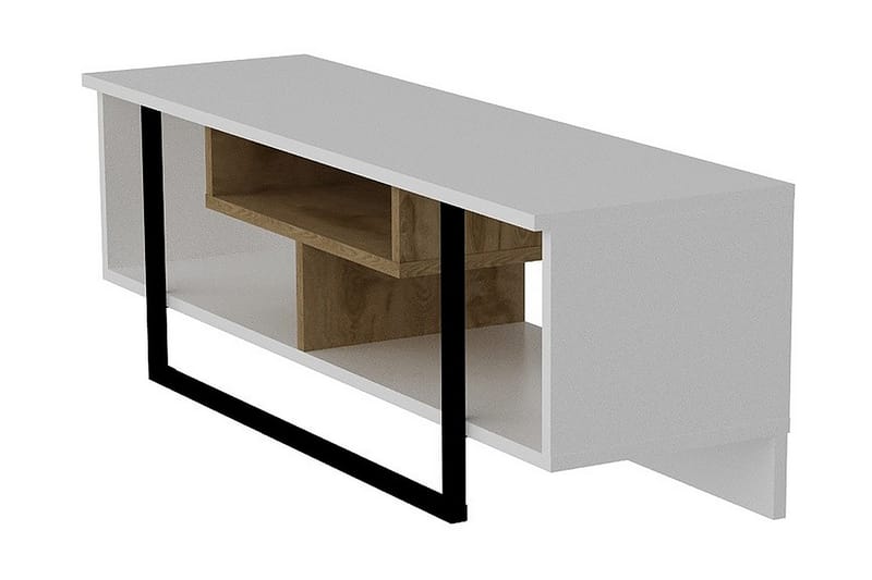 FORDA TV-Bänk 119 cm Vit/Svart/Ek - Vit/Svart - Möbler - Vardagsrum - Tv-möbler & mediamöbler - Tv-bänkar