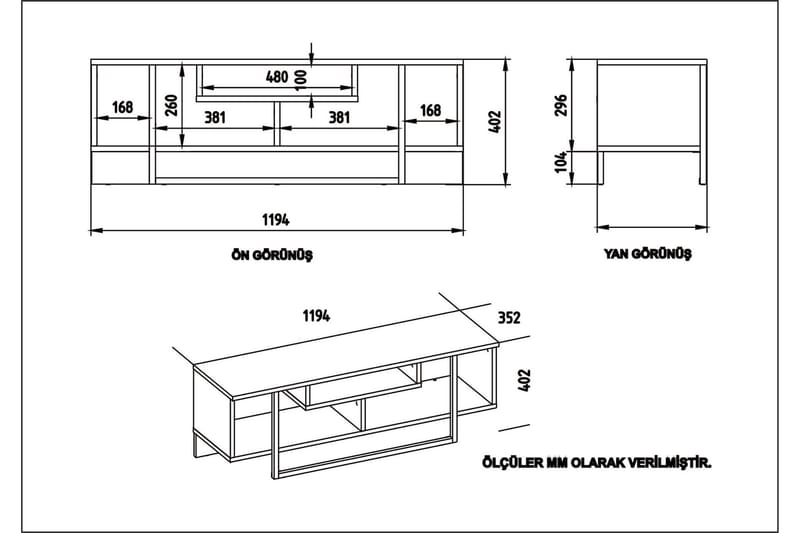 FORDA TV-Bänk 119 cm Vit/Svart/Ek - Vit/Svart - Möbler - Vardagsrum - Tv-möbler & mediamöbler - Tv-bänkar