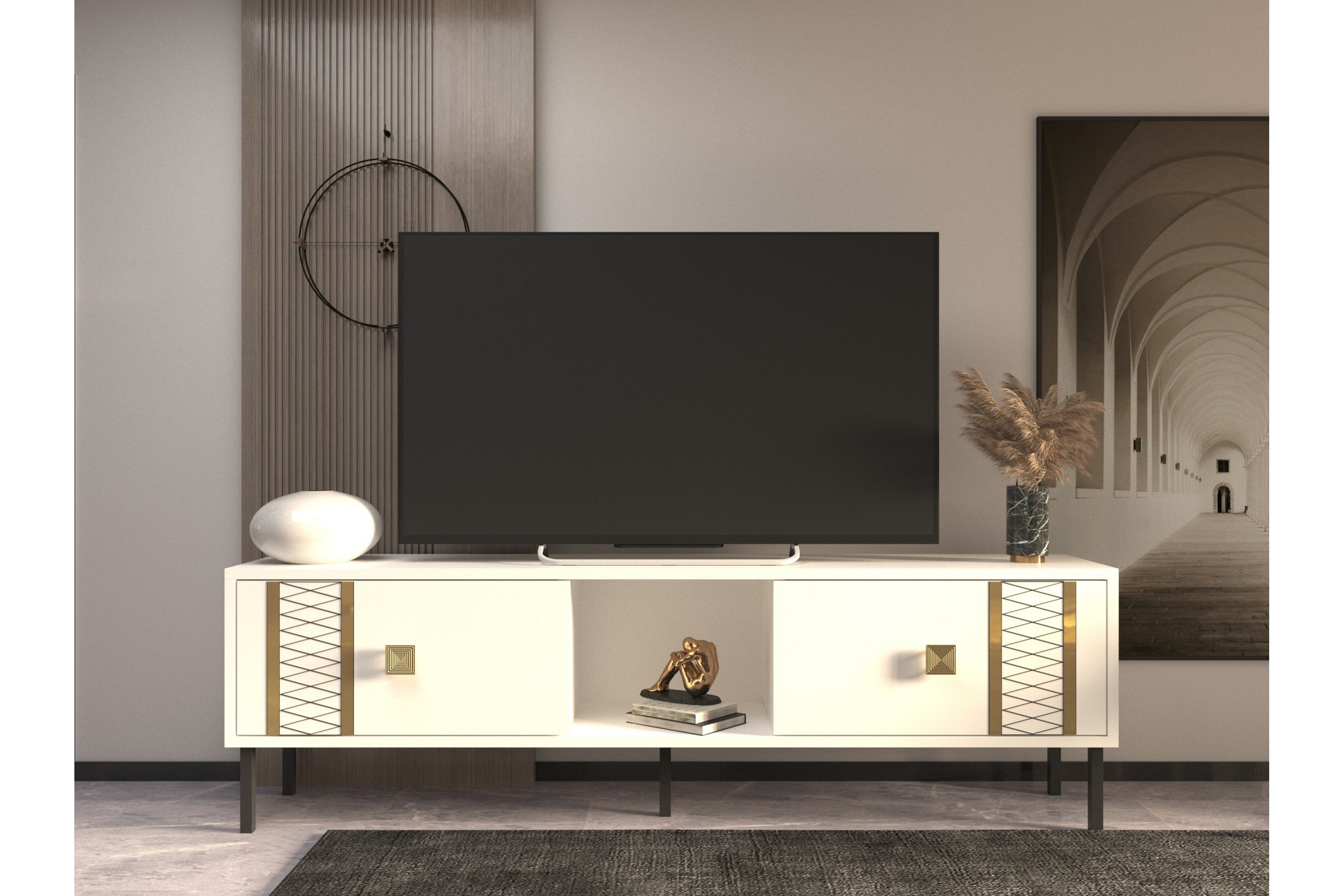 Frede Tv-bänk 150 cm Guld - Tv-bänkar