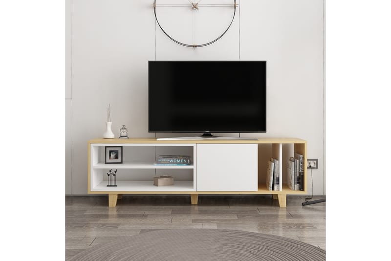 HEMER Tv-bänk 160 cm Natur/Vit - Möbler - Vardagsrum - Tv-möbler & mediamöbler - Tv-bänkar