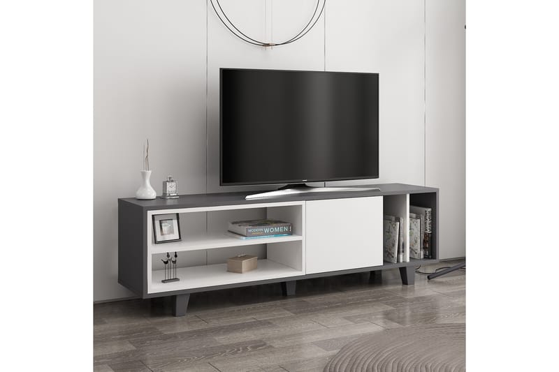 HEMER Tv-bänk 160 cm Vit/Antracit - Möbler - Vardagsrum - Tv-möbler & mediamöbler - Tv-bänkar