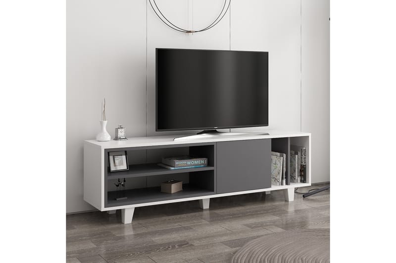 HEMER Tv-bänk 160 cm Vit/Antracit - Möbler - Vardagsrum - Tv-möbler & mediamöbler - Tv-bänkar