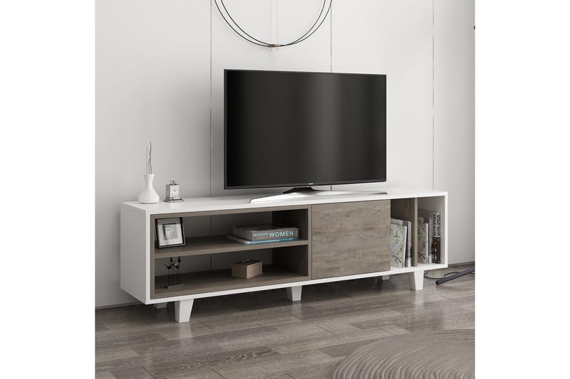 HEMER Tv-bänk 160 cm Vit/Mörkbrun - Möbler - Vardagsrum - Tv-möbler & mediamöbler - Tv-bänkar