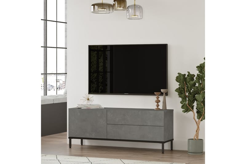 HOLOSKO Tv-bänk 120 cm Silver/Svart - Möbler - Vardagsrum - Tv-möbler & mediamöbler - Tv-bänkar