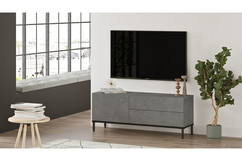 HOLOSKO Tv-bänk 120 cm Silver/Svart - Möbler - Vardagsrum - Tv-möbler & mediamöbler - Tv-bänkar