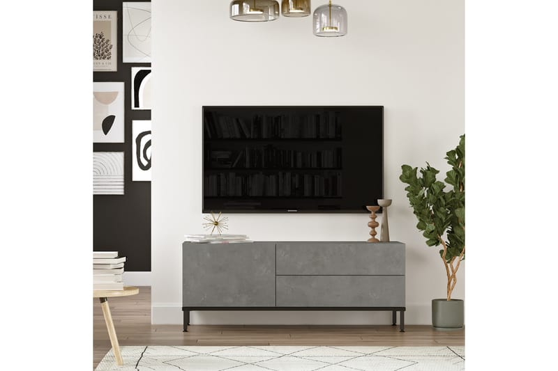 HOLOSKO Tv-bänk 120 cm Silver/Svart - Möbler - Vardagsrum - Tv-möbler & mediamöbler - Tv-bänkar