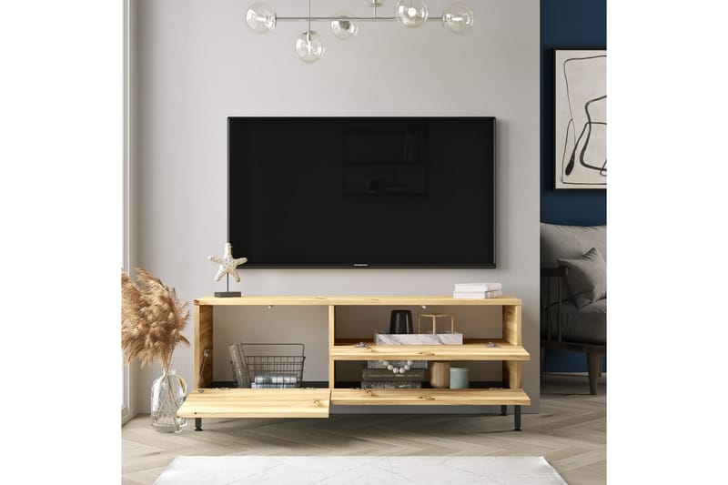 HOLOSKO Tv-bänk 140 cm Natur/Svart - Möbler - Vardagsrum - Tv-möbler & mediamöbler - Tv-bänkar