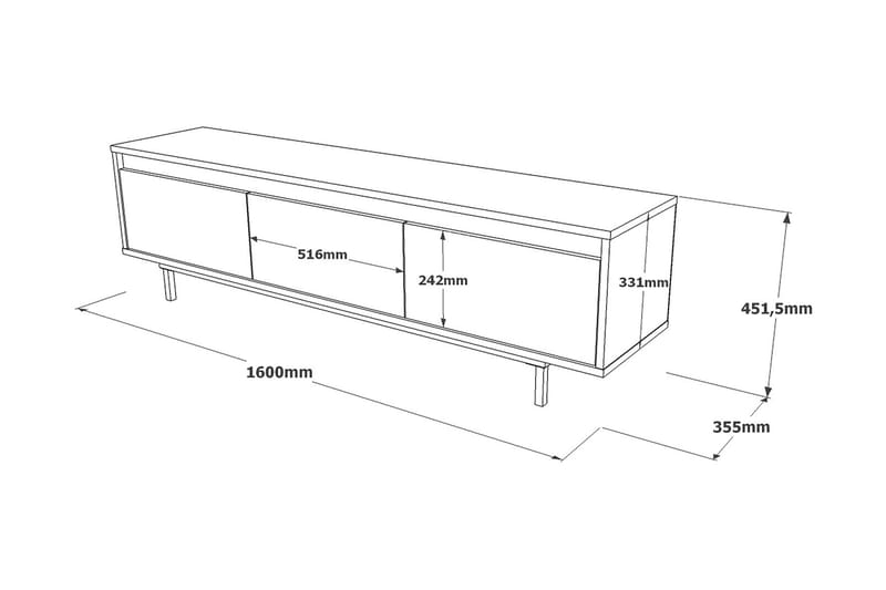 HOLOSKO Tv-bänk 160 cm Natur/Svart - Möbler - Vardagsrum - Tv-möbler & mediamöbler - Tv-bänkar