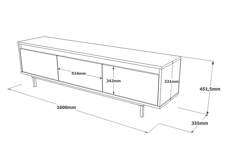 HOLOSKO Tv-bänk 160 cm Silver/Svart - Möbler - Vardagsrum - Tv-möbler & mediamöbler - Tv-bänkar