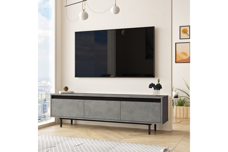 HOLOSKO Tv-bänk 160 cm Silver/Svart - Möbler - Vardagsrum - Tv-möbler & mediamöbler - Tv-bänkar