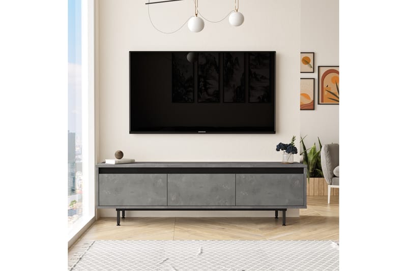 HOLOSKO Tv-bänk 160 cm Silver/Svart - Möbler - Vardagsrum - Tv-möbler & mediamöbler - Tv-bänkar