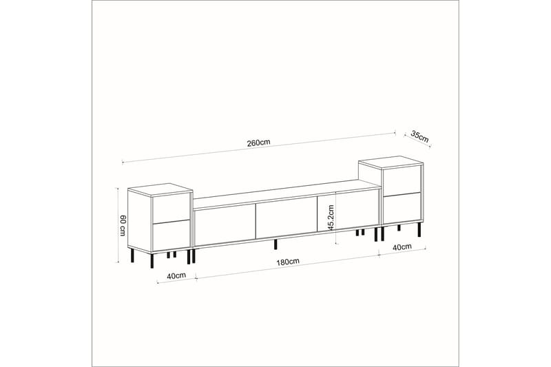 Imaj Tv-bänk 260 cm Guld/Svart/Vit - Möbler - Vardagsrum - Tv-möbler & mediamöbler - Tv-bänkar