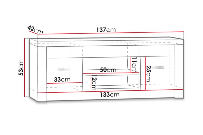 INDIANAPOLIS TV-bänk 137x42x53 cm - Brun - Möbler - Vardagsrum - Tv-möbler & mediamöbler - Tv-bänkar