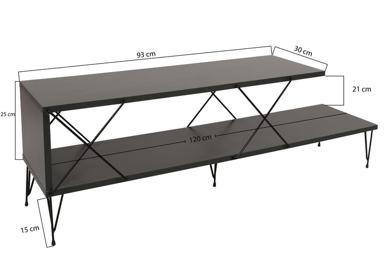 JAENNIS Tv-bänk 120 cm Antracit - Möbler - Vardagsrum - Tv-möbler & mediamöbler - Tv-bänkar