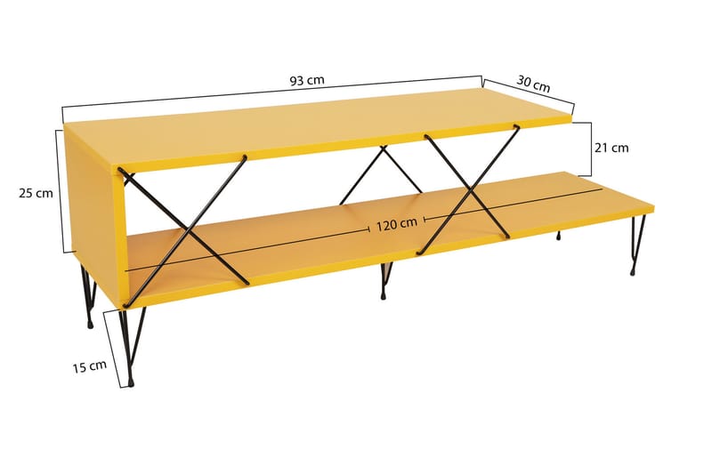 JAENNIS Tv-bänk 120 cm Gul - Möbler - Vardagsrum - Tv-möbler & mediamöbler - Tv-bänkar