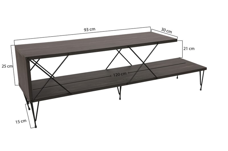 JAENNIS Tv-bänk 120 cm Mörkbrun - Möbler - Vardagsrum - Tv-möbler & mediamöbler - Tv-bänkar