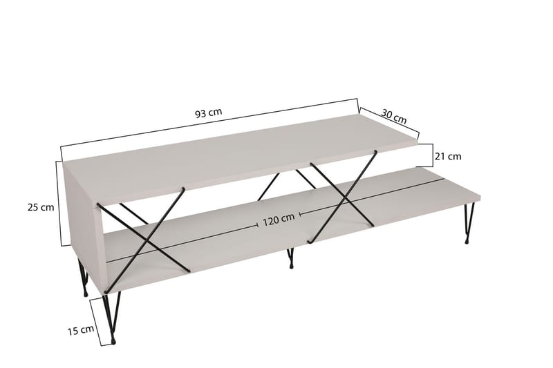 JAENNIS Tv-bänk 120 cm Vit - Möbler - Vardagsrum - Tv-möbler & mediamöbler - Tv-bänkar