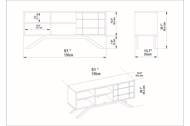 KALEFELD Tv-bänk 130 cm Svart - Möbler - Vardagsrum - Tv-möbler & mediamöbler - Tv-bänkar