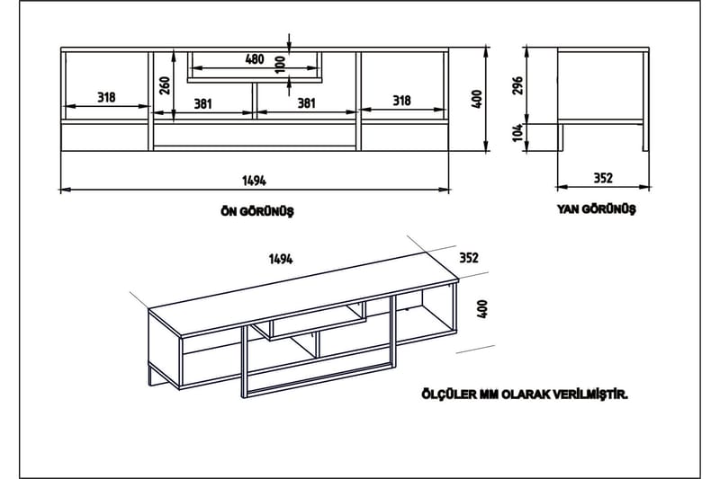 KEISA TV-Bänk 149 cm Valnöt/Svart - Möbler - Vardagsrum - Tv-möbler & mediamöbler - Tv-bänkar