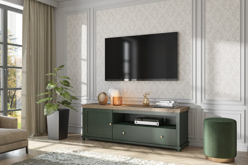 KENSTONE Tv-bänk 181 cm  Khaki/Natur - Möbler - Vardagsrum - Tv-möbler & mediamöbler - Tv-bänkar