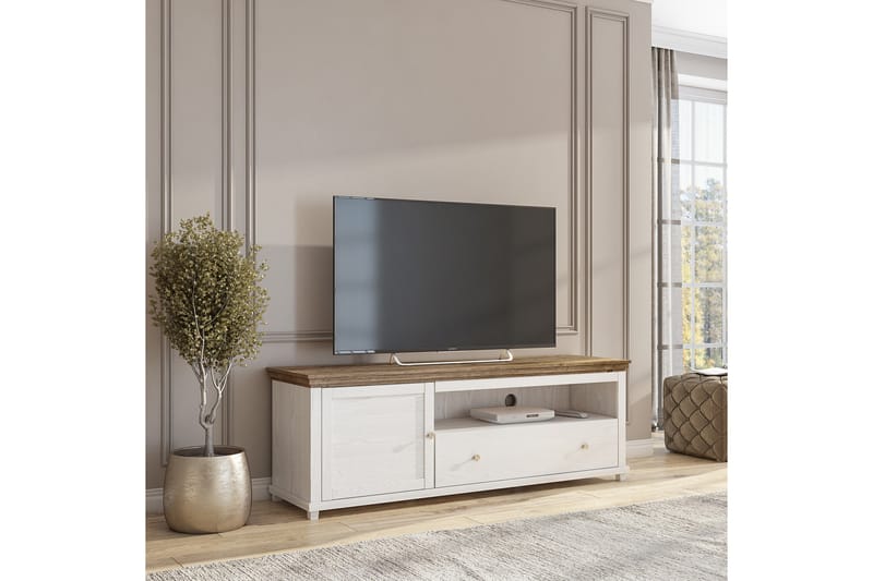 KENSTONE Tv-bänk 181 cm  Vit/Natur - Möbler - Vardagsrum - Tv-möbler & mediamöbler - Tv-bänkar