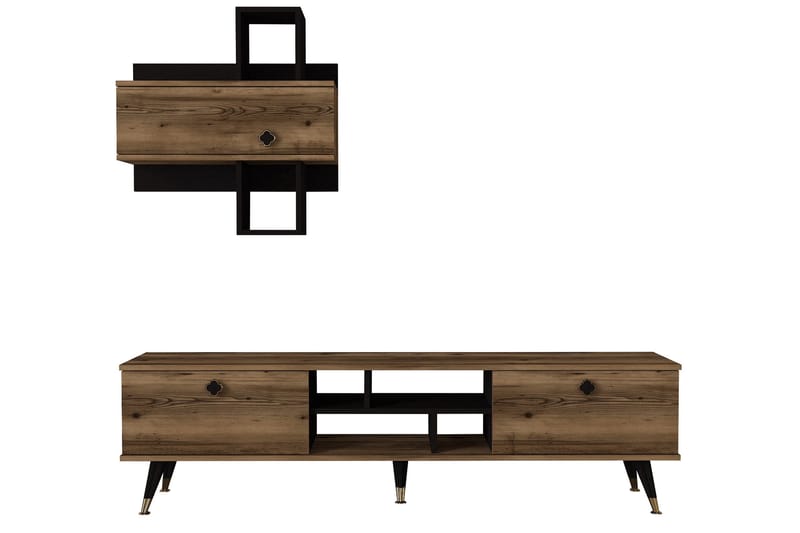 KULESI Tv-bänk 180 cm Teak/Svart - Möbler - Vardagsrum - Tv-möbler & mediamöbler - Tv-bänkar