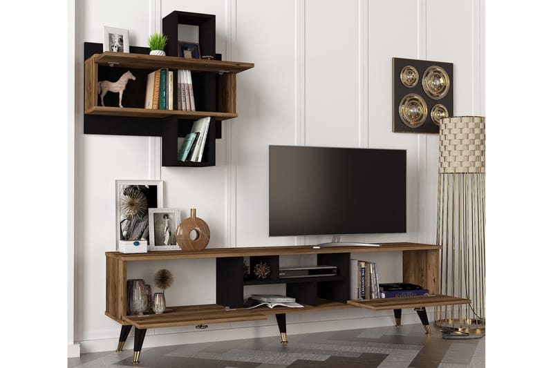 KULESI Tv-bänk 180 cm Teak/Svart - Möbler - Vardagsrum - Tv-möbler & mediamöbler - Tv-bänkar