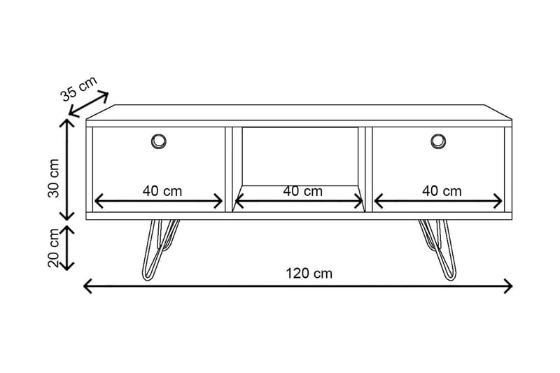 LEONARDA Tv-bänk 120 cm Vit - Möbler - Vardagsrum - Tv-möbler & mediamöbler - Tv-bänkar