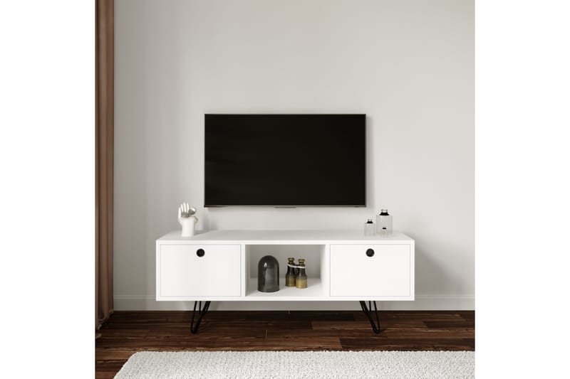 LEONARDA Tv-bänk 120 cm Vit - Möbler - Vardagsrum - Tv-möbler & mediamöbler - Tv-bänkar