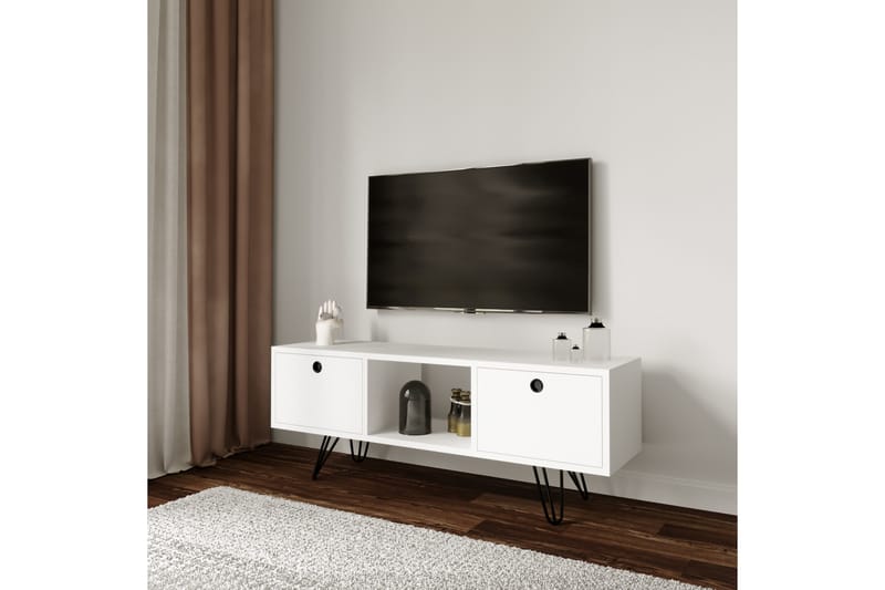 LEONARDA Tv-bänk 120 cm Vit - Möbler - Vardagsrum - Tv-möbler & mediamöbler - Tv-bänkar