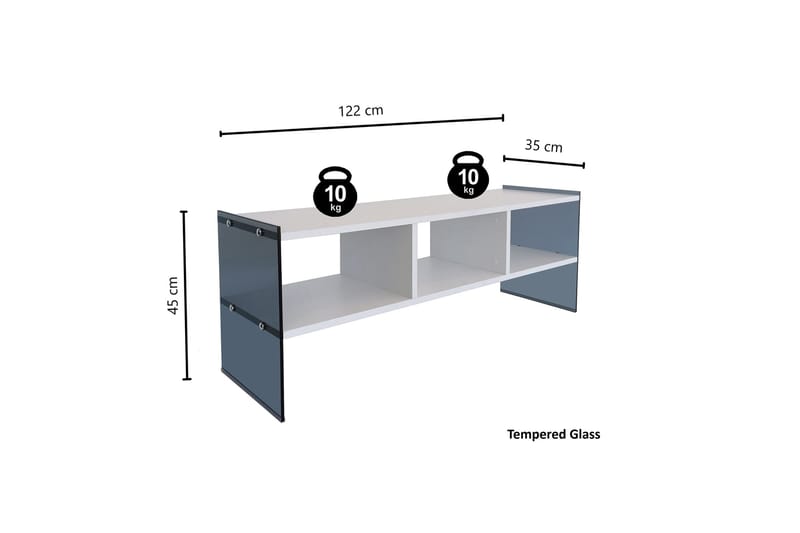 LIKVIDA TV-bänk 122 cm Vit - Vit/Grå - Möbler - Vardagsrum - Tv-möbler & mediamöbler - Tv-bänkar