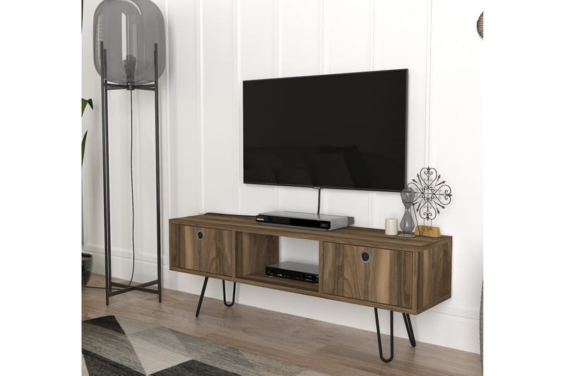 MARJORIE Tv-bänk 120 cm Valnöt - Valnöt - Möbler - Vardagsrum - Tv-möbler & mediamöbler - Tv-bänkar