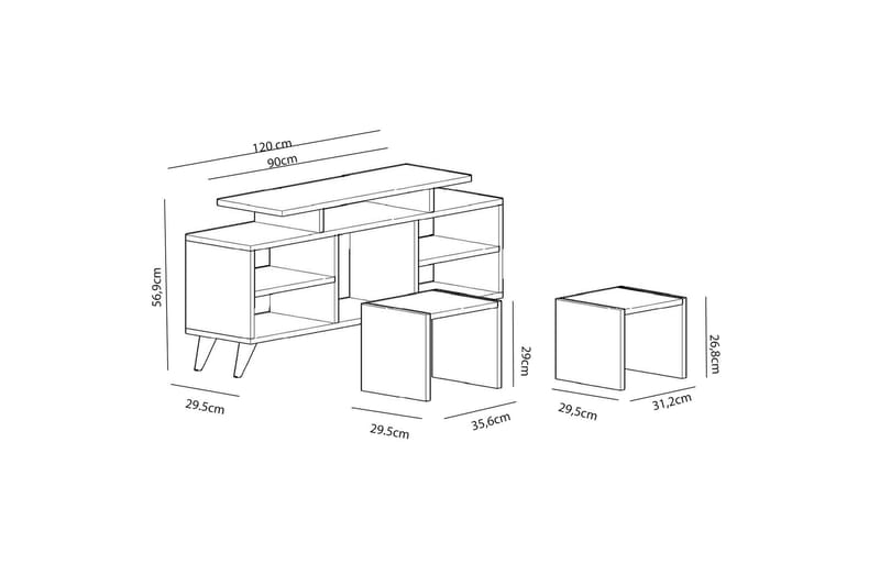 MASCONE Tv-bänk 120 cm Vit - Vit - Möbler - Vardagsrum - Tv-möbler & mediamöbler - Tv-bänkar