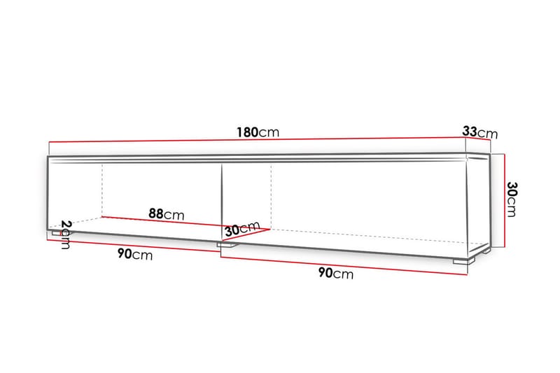 MEILLAC TV-bänk 180 cm LED-belysning Vit|Grå|Vit LED - Möbler - Vardagsrum - Tv-möbler & mediamöbler - Tv-bänkar