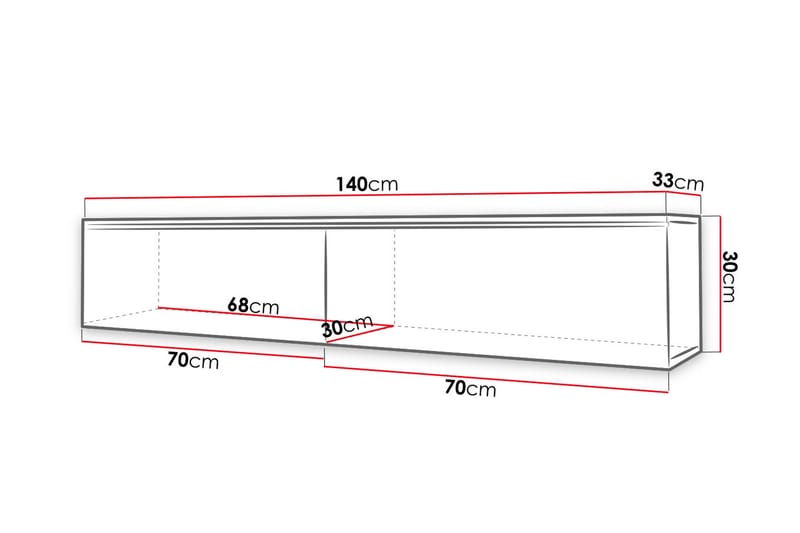 MEILLAC TV-bänk LED-belysning Trä/Natur|Vit LED - Möbler - Vardagsrum - Tv-möbler & mediamöbler - Tv-bänkar