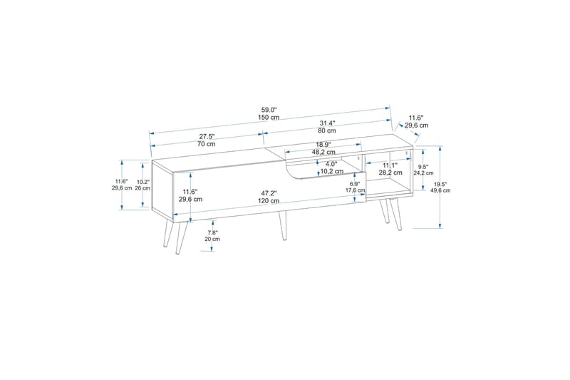 Mul Tv-bänk 150 cm Brun/Antracit - Möbler - Vardagsrum - Tv-möbler & mediamöbler - Tv-bänkar