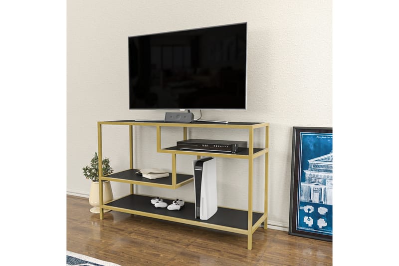 OBURUS Tv-bänk 120x75 cm Guld - Möbler - Vardagsrum - Tv-möbler & mediamöbler - Tv-bänkar