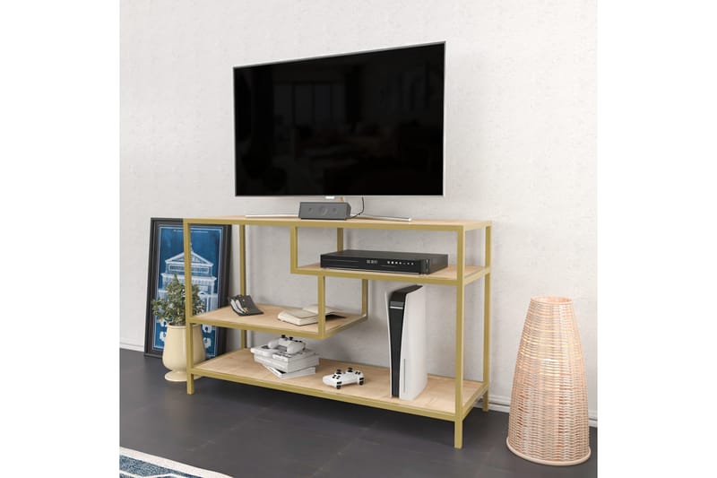 OBURUS Tv-bänk 120x75 cm Guld - Möbler - Vardagsrum - Tv-möbler & mediamöbler - Tv-bänkar