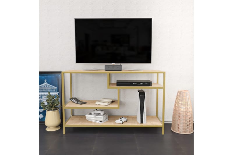 OBURUS Tv-bänk 120x75 cm Guld - Möbler - Vardagsrum - Tv-möbler & mediamöbler - Tv-bänkar