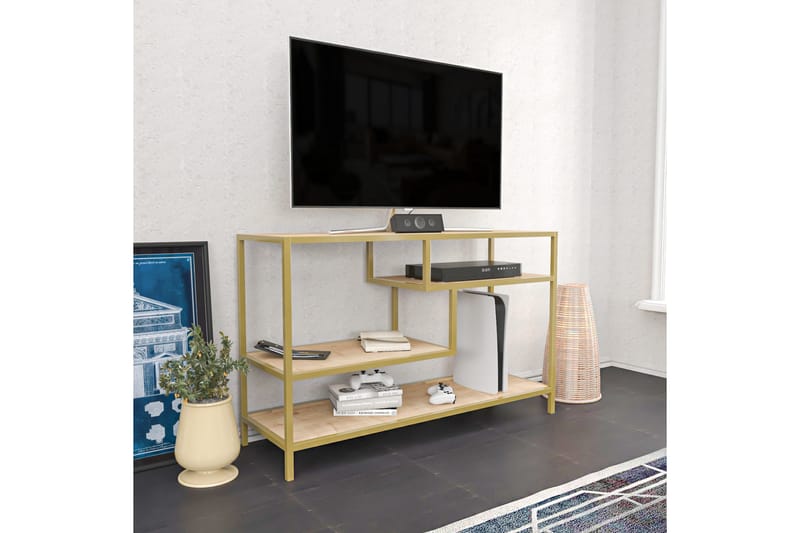 OBURUS Tv-bänk 120x75 cm Guld - Möbler - Vardagsrum - Tv-möbler & mediamöbler - Tv-bänkar