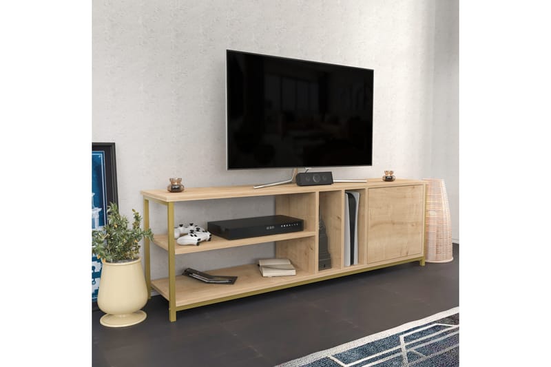 OBURUS Tv-bänk 140x50,8 cm Guld - Möbler - Vardagsrum - Tv-möbler & mediamöbler - Tv-bänkar