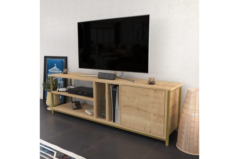 OBURUS Tv-bänk 140x50,8 cm Guld - Möbler - Vardagsrum - Tv-möbler & mediamöbler - Tv-bänkar