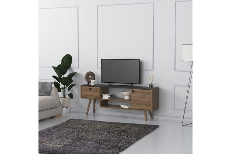 OBURUS Tv-bänk 140x55 cm Antracit - Möbler - Vardagsrum - Tv-möbler & mediamöbler - Tv-bänkar