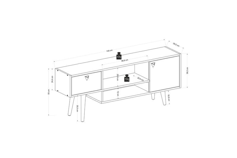 OBURUS Tv-bänk 140x55 cm Antracit - Möbler - Vardagsrum - Tv-möbler & mediamöbler - Tv-bänkar